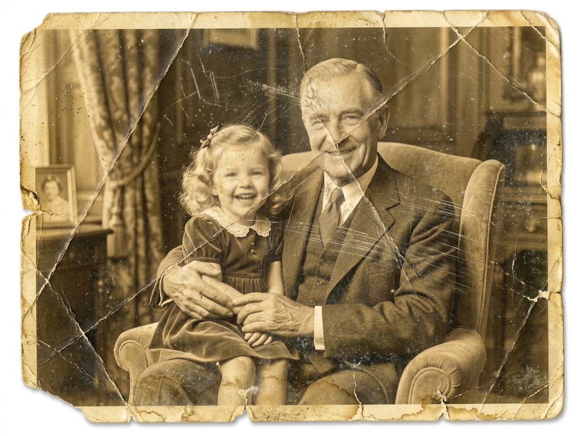 Original damaged portrait